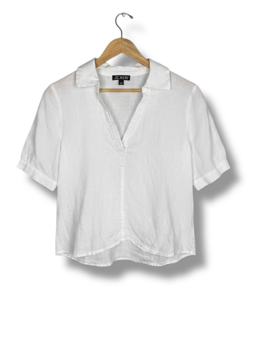 J.CREW Bungalow Popover Top in 100% Linen White Small Chic Travel Old Money - Picture 4 of 9